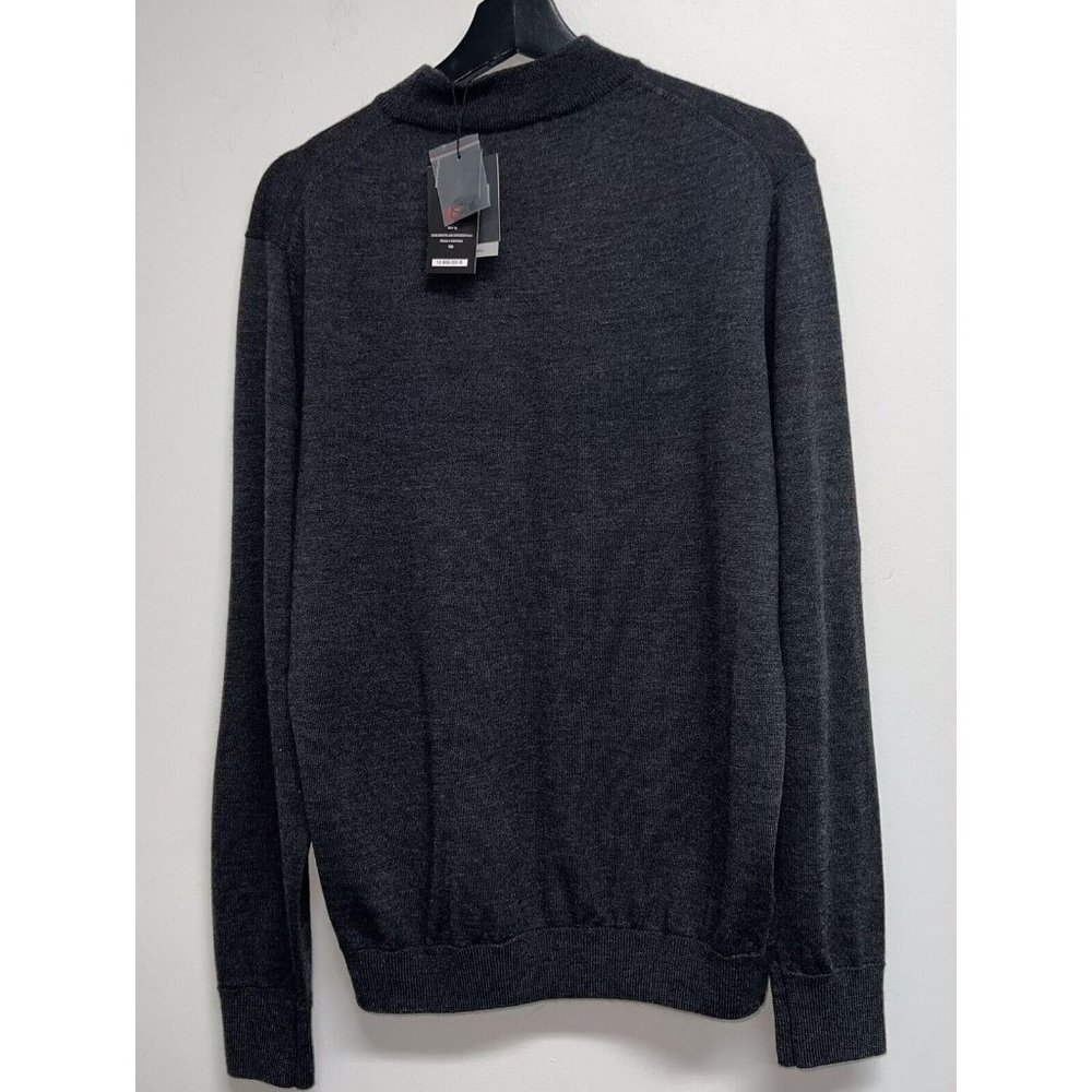 WH Belk Sportswear Mens Italian Merino Wool Sweater Size M Charcoal Gray Flaws - Picture 4 of 6